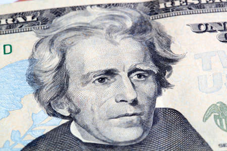 Portrait of Jackson in front of the dollar billの写真素材