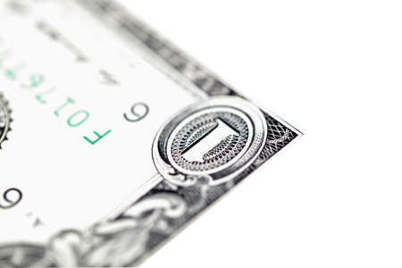 One dollar bills isolated on whiteの写真素材