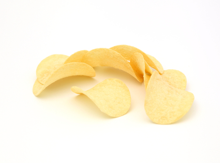 potato chips on white の写真素材