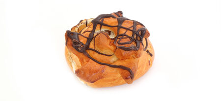 bun with chocolate isolated on white background