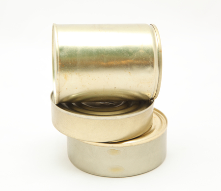 Tin food can on a white backgroundの写真素材