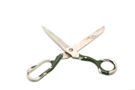 Large scissors on a white backgroundの写真素材
