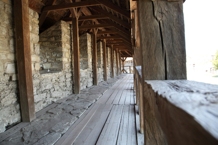 Wooden floor ancient castle in Ukraine. Kamenetz Podolskyのeditorial素材