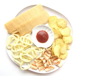different chips on a white backgroundの写真素材