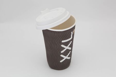 cardboard cup on white backgroundの写真素材