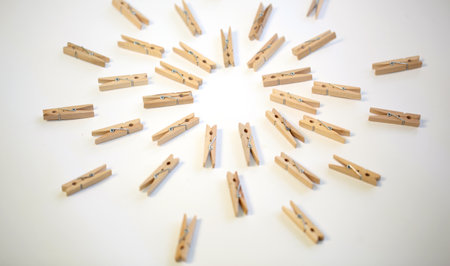 clothespins on a white background