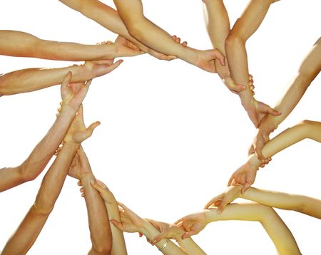  hands on whiteの写真素材