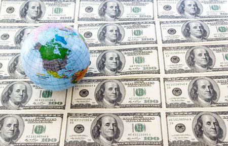 globe and dollars の写真素材