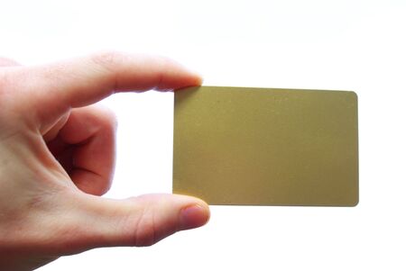 Man hand holding a blank business cardの写真素材