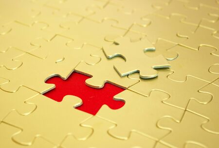 gold puzzles for background. business conceptの写真素材