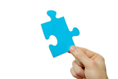  puzzle in hand の写真素材
