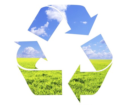 environment conceptual recycling symbol isolated on whiteの写真素材