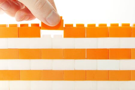 compleeting the wall on a white backgroundの写真素材