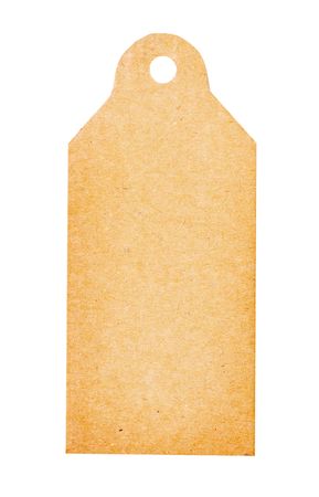 Blank beige gift tag isolated on a white backgroundの写真素材