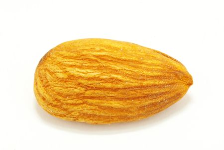 Almond nuts isolated on a white backgroundの写真素材
