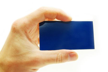 Man hand holding a blank business cardの写真素材