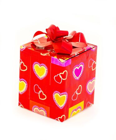 A present box wit bow on whiteの写真素材