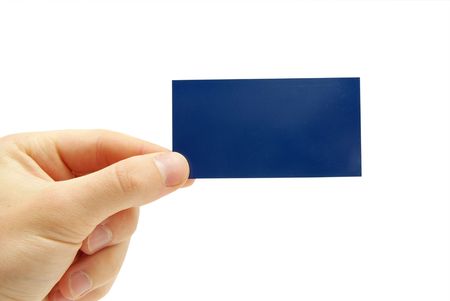 Man hand holding a blank business cardの写真素材