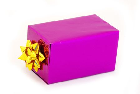 A present box wit bow on whiteの写真素材