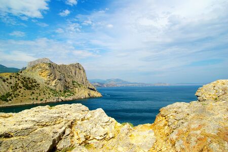 Crimean mountains and sea of summer morning                                        の写真素材