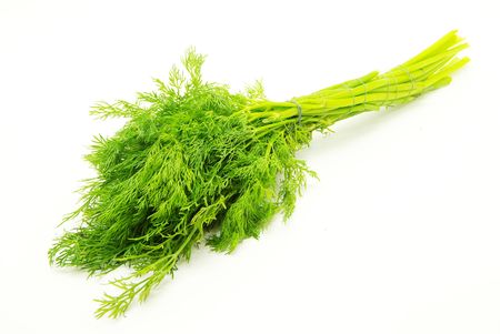 Bunch of ripe green dill isolated on whiteの写真素材