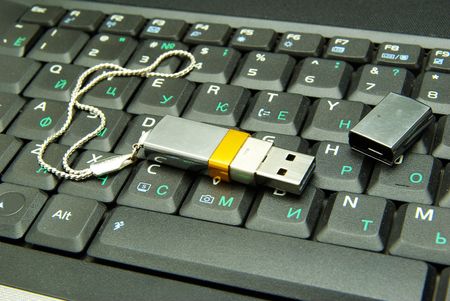  usb flash drive on keyboard