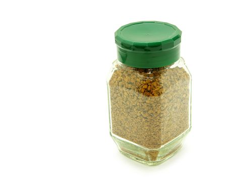 coffee in a glass jar  on white backgroundの写真素材