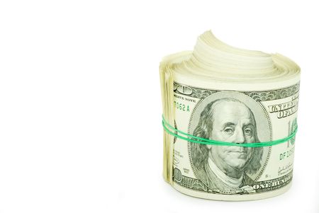  Roll of dollars isolated on whiteの写真素材