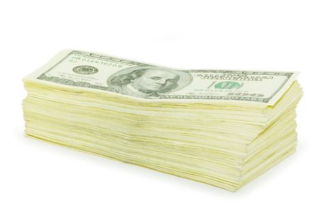 lot of money isolated on white backgroundの写真素材