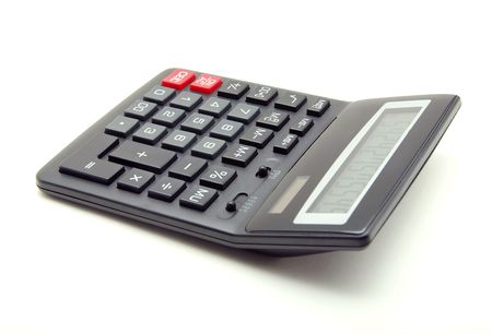 pocket calculator on a white backgroundの写真素材