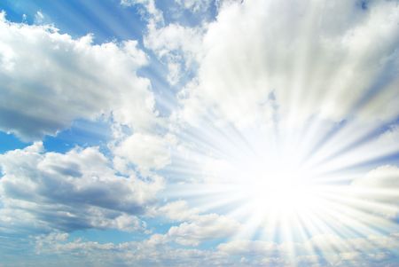 blue sky background with tiny clouds