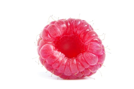 Ripe raspberry on a white background