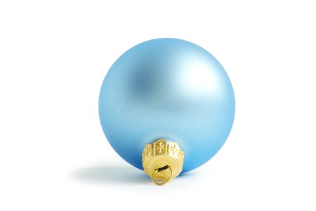 blue christmas balls  isolated on a whiteの写真素材