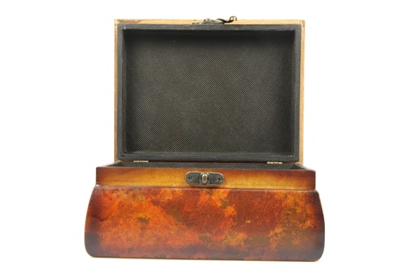 Wooden casket isolated on a white backgroundの写真素材