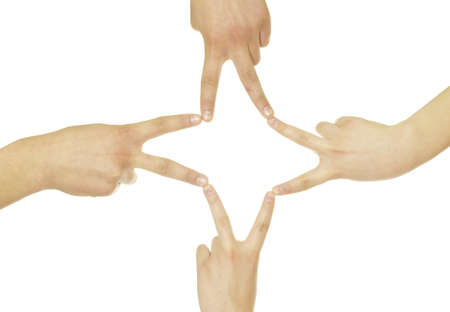 recycling symbol made from hands isolated on white background