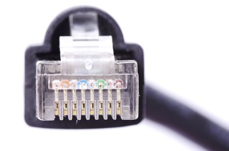  Macro shot of network connection plug