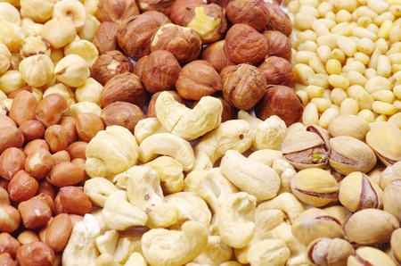 mixed nuts on a background