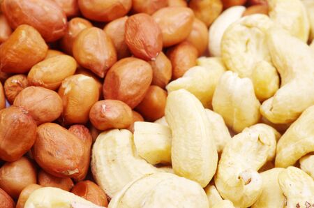 closeup of peanut and cashewの写真素材