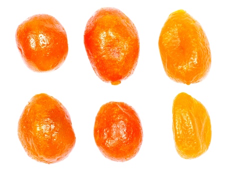 Dried kumquat isolated on a white backgroundの写真素材