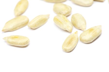 sunflower seeds isolated on whiteの写真素材