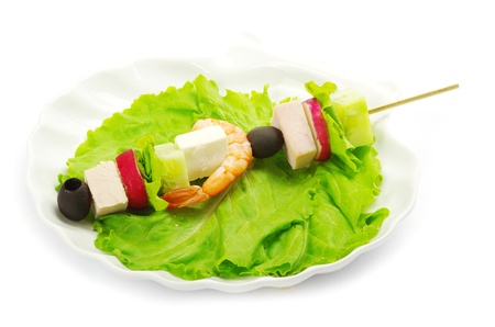 salad with vegetables on white backgroundの写真素材