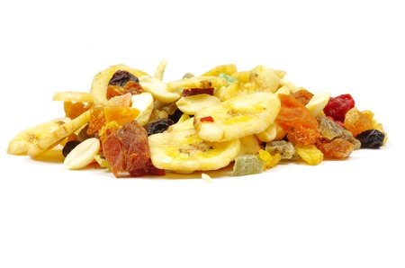 mix dried fruits collection on whiteの写真素材