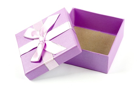 Christmas box gifts with satin bow isolated on white background
