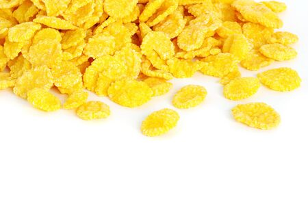 fresh corn flakes on whiteの写真素材