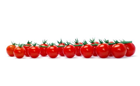 Cherry tomatoes isolated on whiteの写真素材