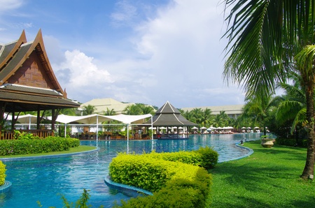 Tropical swimming pool in thailandのeditorial素材