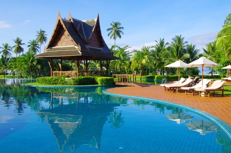 Beautiful swimming pool in Thailand のeditorial素材