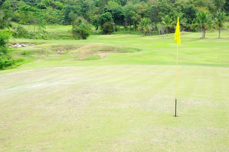 Flag and the golf fieldのeditorial素材