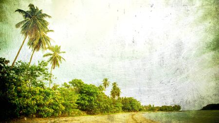 Retro beach and blue sky for backgroundの写真素材