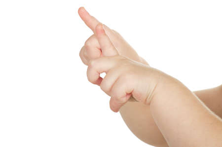  baby hand isolated on whiteの写真素材